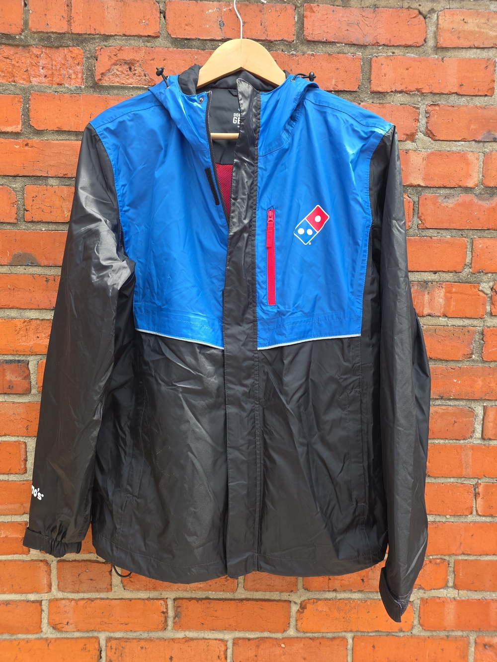 Vintage Domino's Gear Hooded Full Zip Windbreaker Jacket Medium (Z)